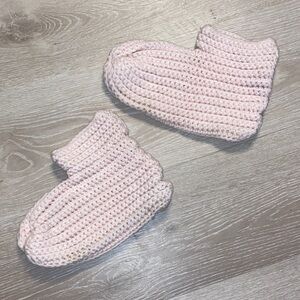 Handmade Cozy Pink Crochet Adult Booties
